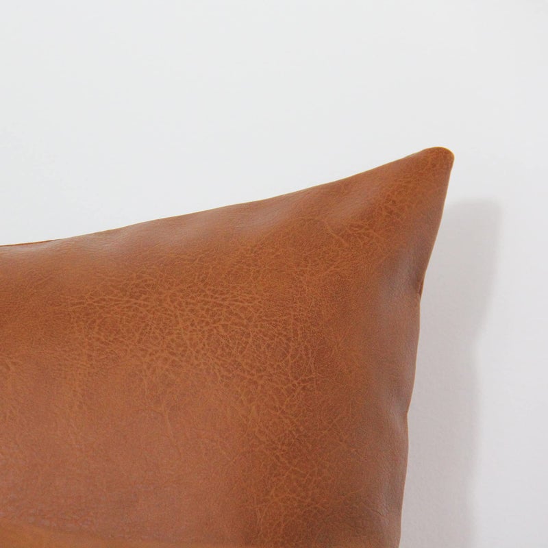JOJUSIS Modern Leather Throw Pillow Covers for Couch Sofa Bed Set of 2 18 x 18 Inch 100% Faux Leather - Image 5